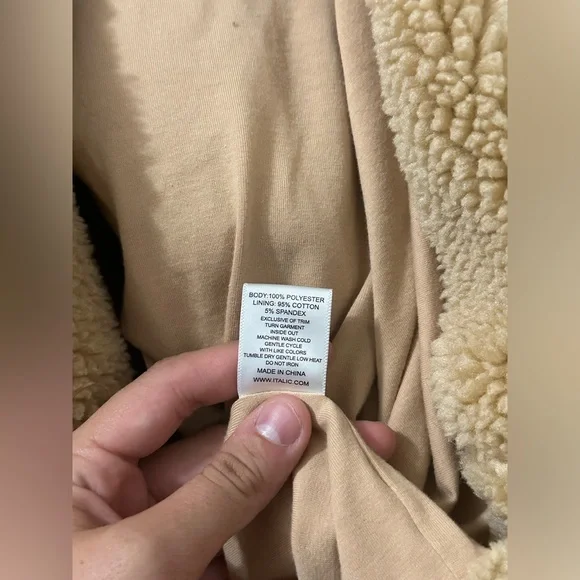 Italic Women’s Sherpa Teddy Zip-Up Jacket Fawn size XL - Picture 7 of 8